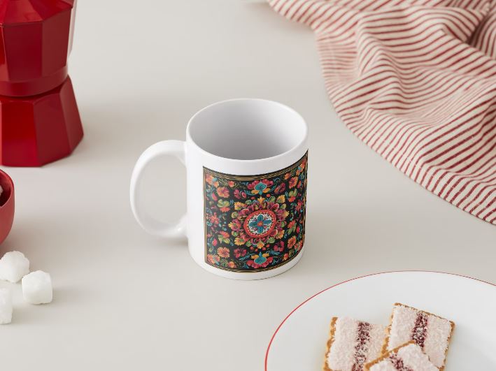 Mex Background - 002 Corazón Mexica / 11oz MUG with wraparound print